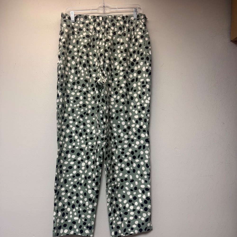 Ann Taylor Easy Ankle Pants Womens Medium Sage Polka Dot NEW High Rise Tapered